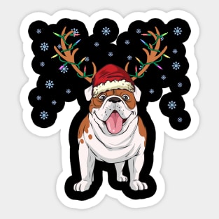 Christmas english bulldog reindeer dog Sticker